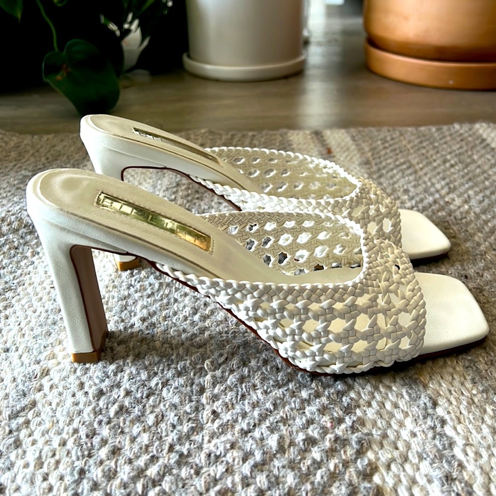 Billini White Block Heels — perfect to dress up or down!